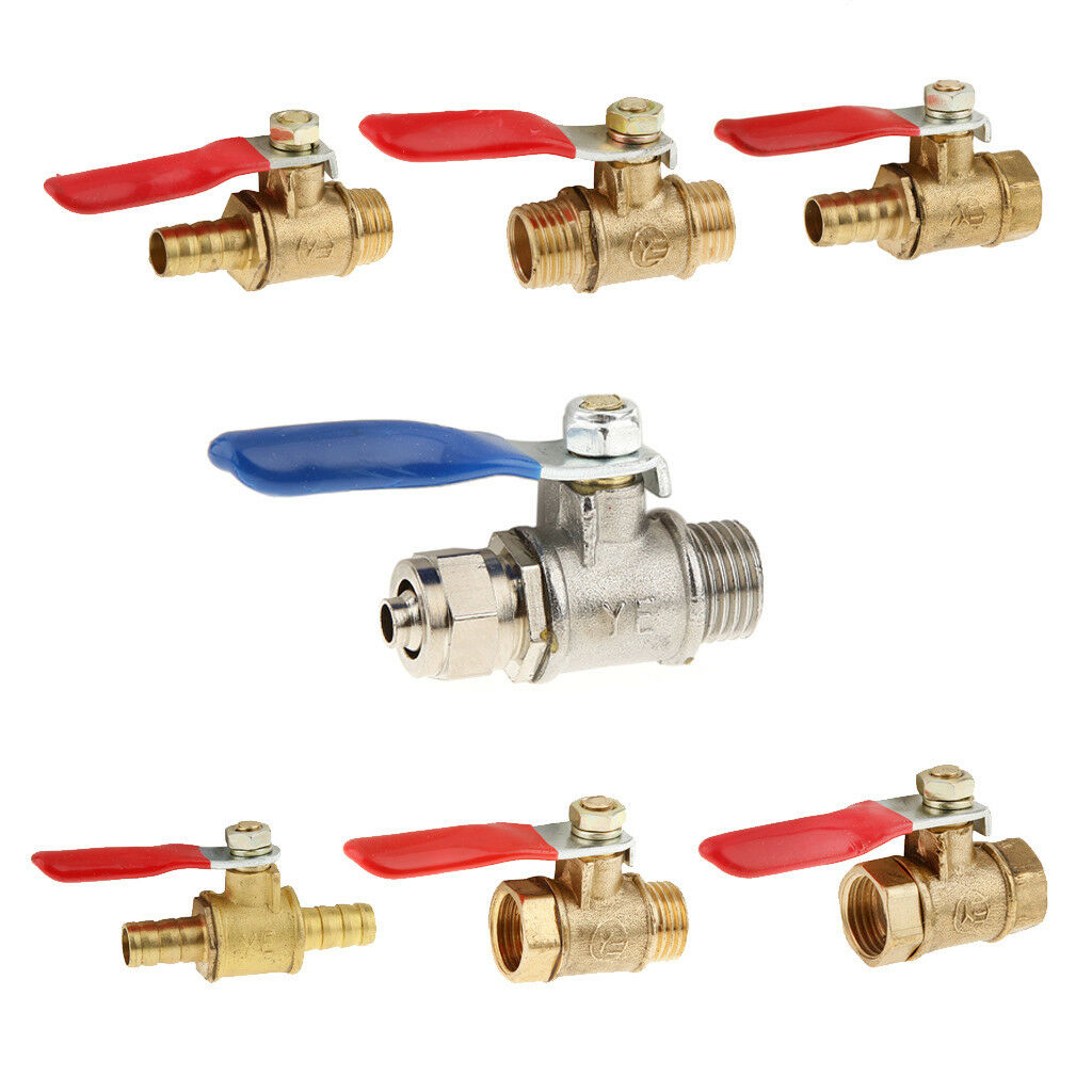 1/2 14mm Female Thread to 5/16 Barb Hose Tail Brass Ball Valve witch Handle