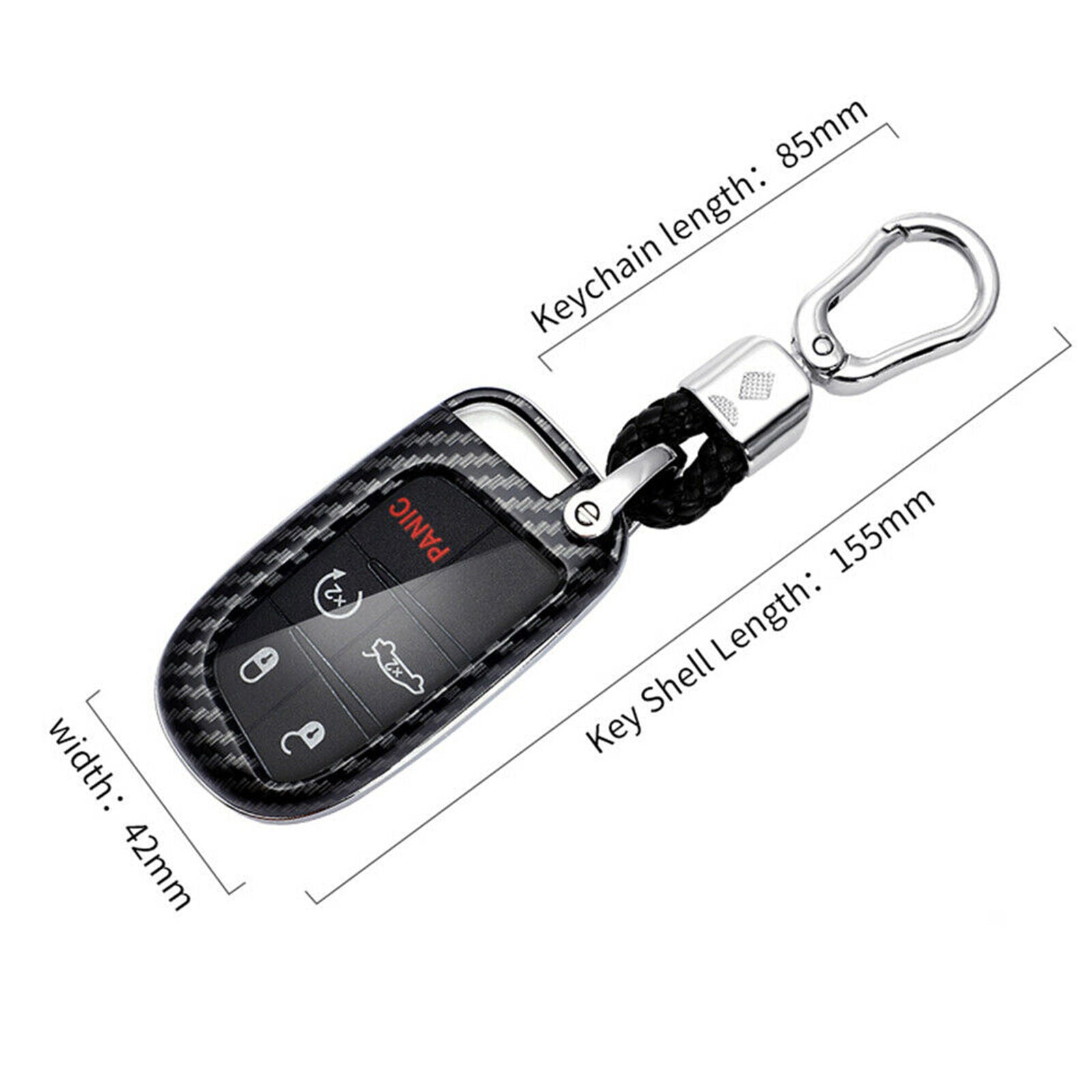 Car Key Case Cover Shell keyring For Jeep Chrysler Dodge 2011-up Carbon Fiber