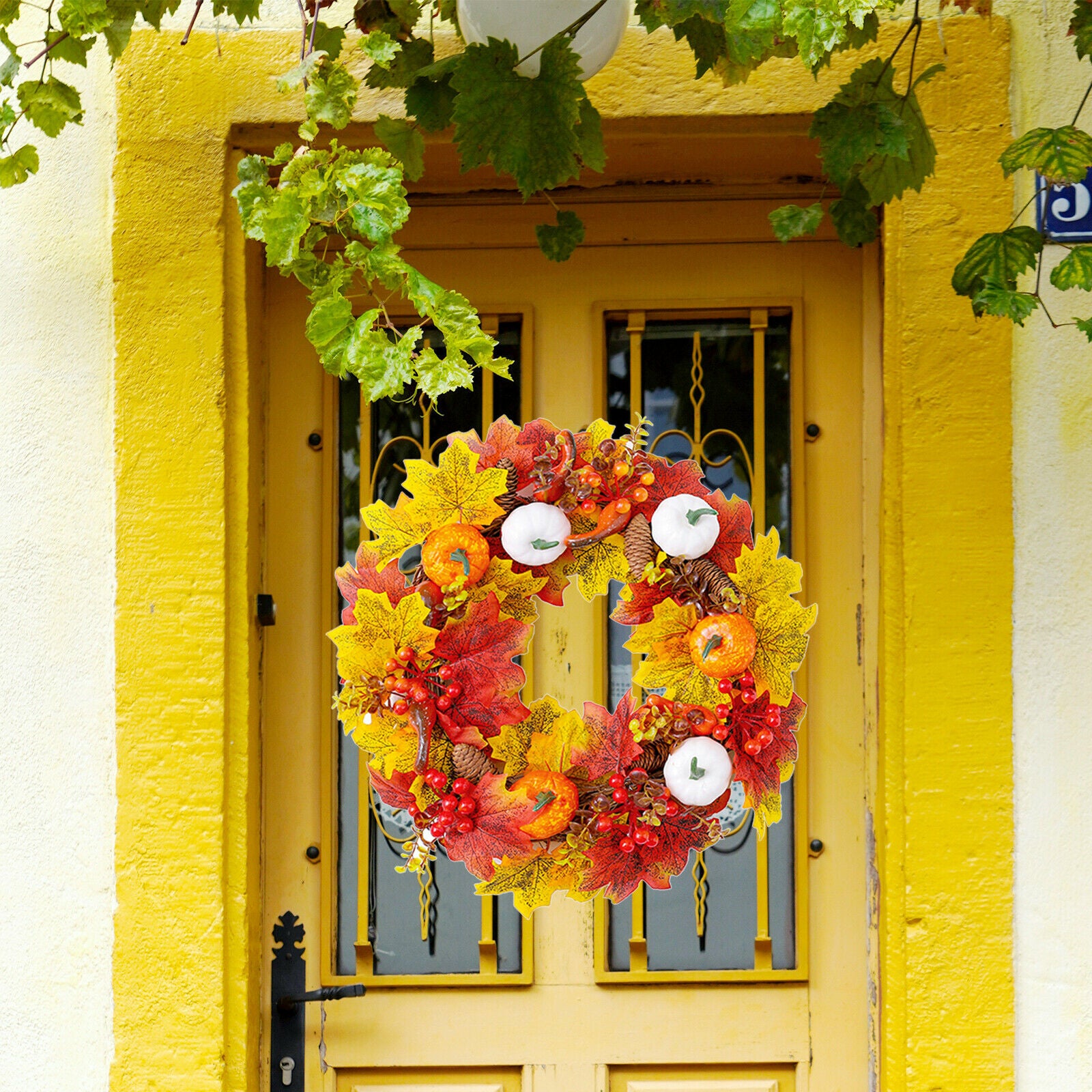 Autumn Artificial Pumpkin Wreath Festival Thanksgiving Home Party Decor