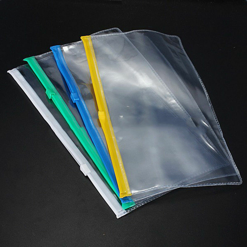 8Pcs A6 Paper File Folder Book Pencil Pen Case Bag Pouch Plastic Clear Portable