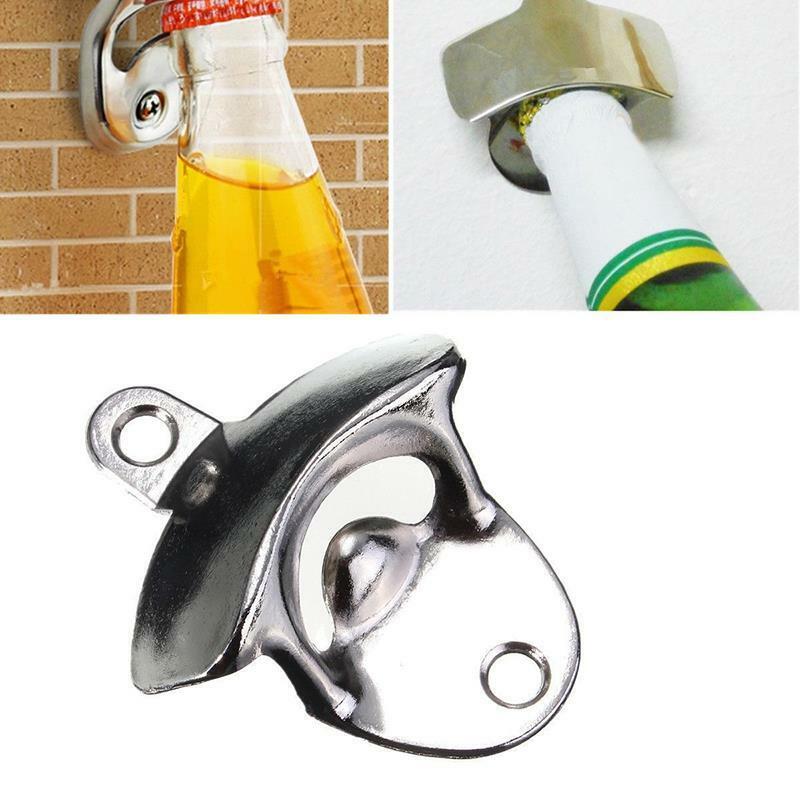 Retro Wall Mounted Bottle Beer Coke Cap Metal Fixed Opener Bar Kitchen Craft  NC