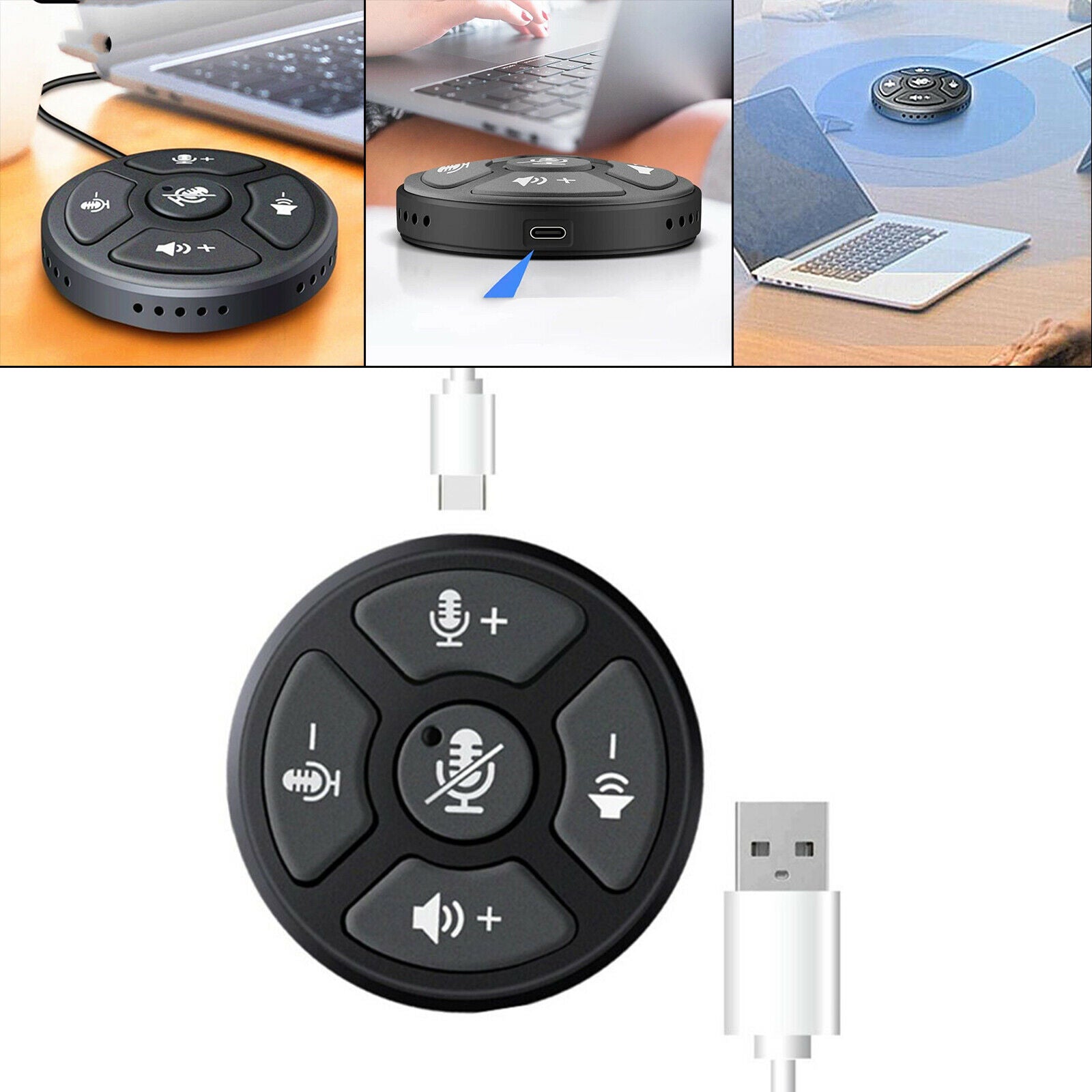 USB Conference Microphone with Mute Button Easy Setup for Online Class PC