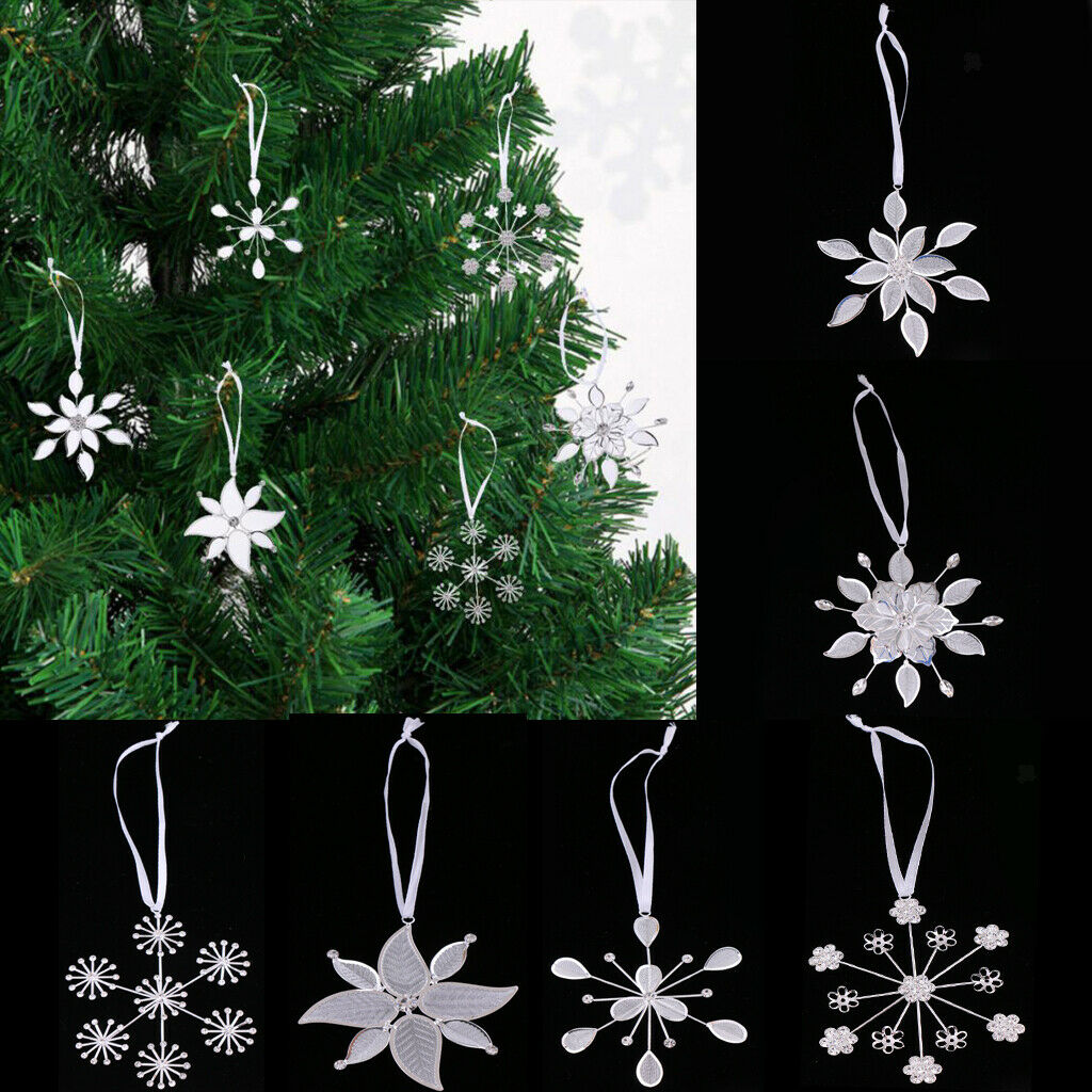 6 Pieces Filigree Snowflake Pendants Christmas Tree Gifts Hanging Ornaments