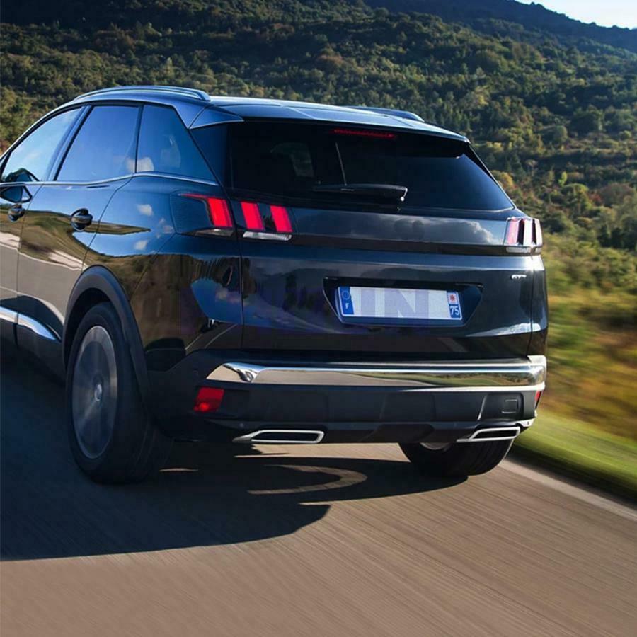 Glossy Chrome ABS Car Exhaust Pipe Cover Trim For Peugeot 3008 5008 2017- 2018