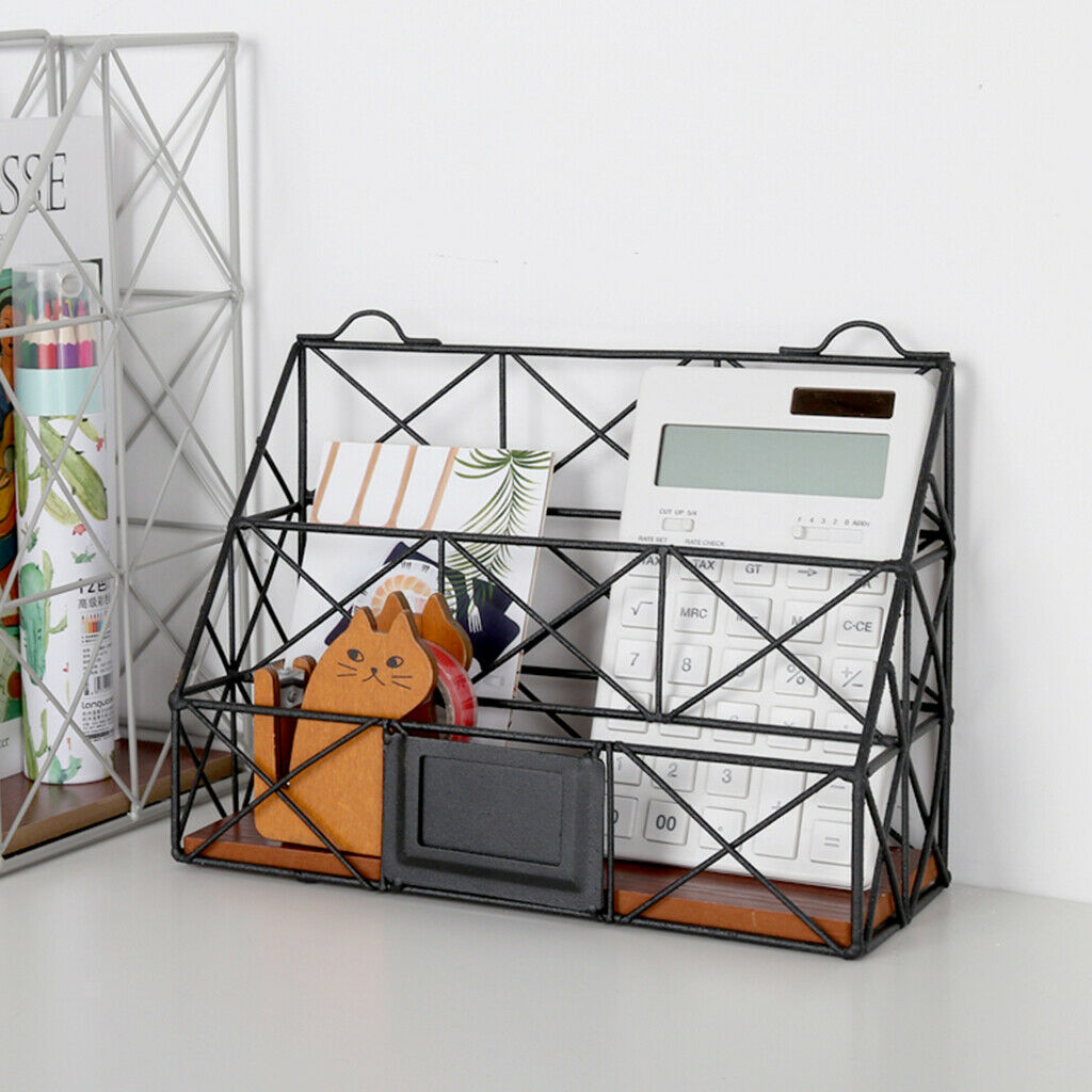 Desktop Storage Shelves Racks Wall Hanging Book Magazine Holder Double