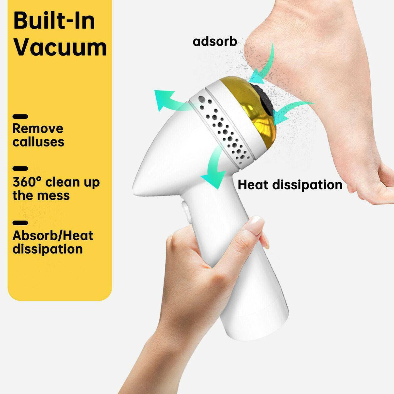 Electric Vacuum Foot Grinder File Dead Skin Callus Remover Exfoliate Adsorption