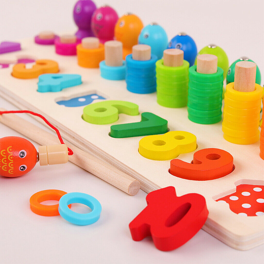 Wooden Math Fishing Toys Preschool Education Aids Toys for Children Kids