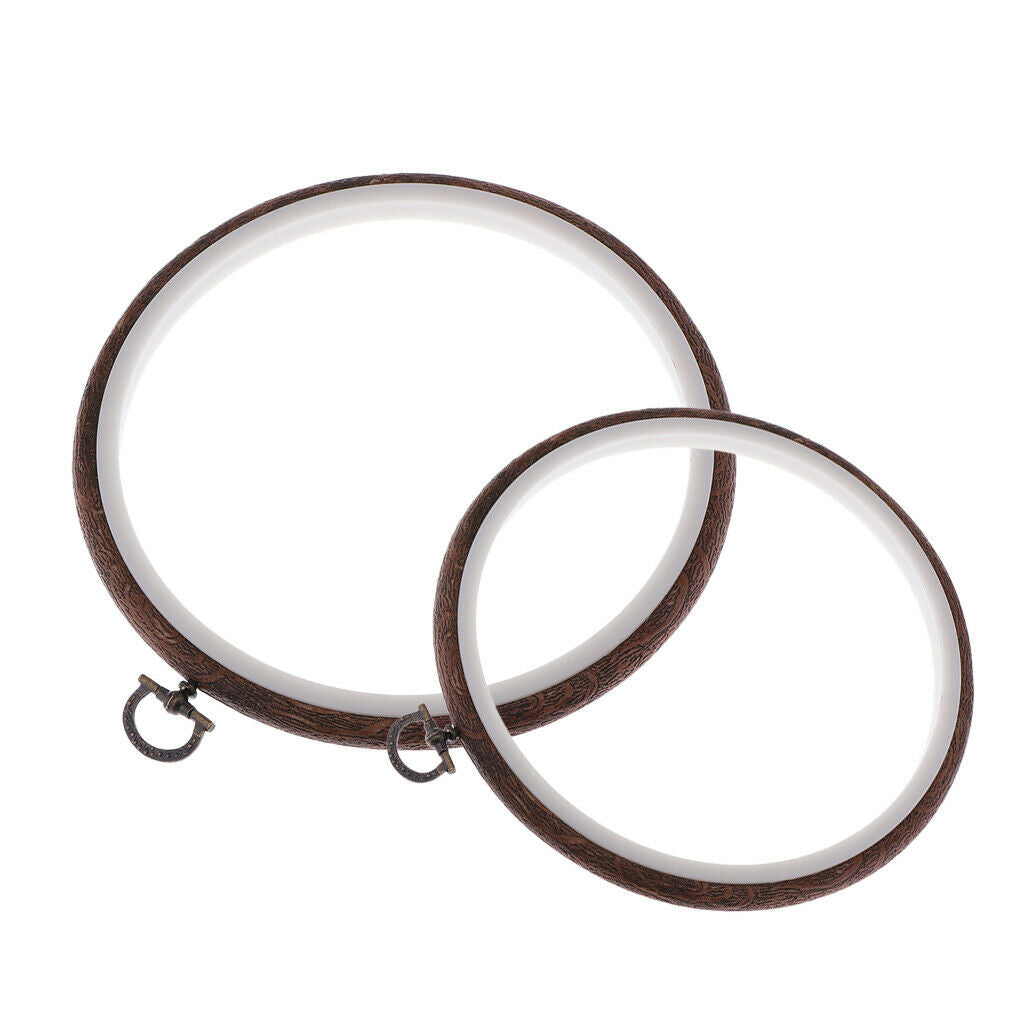 2Pcs Wood Cross Stitch Machine Embroidery Hoop Ring Sewing 11 15cm