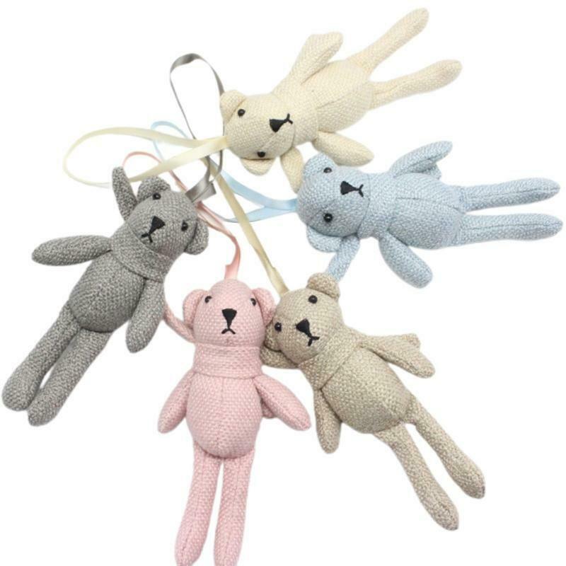 Soft Plush Linen Bear Keyring with Soft PP Cotton Mini Bear Key Chain