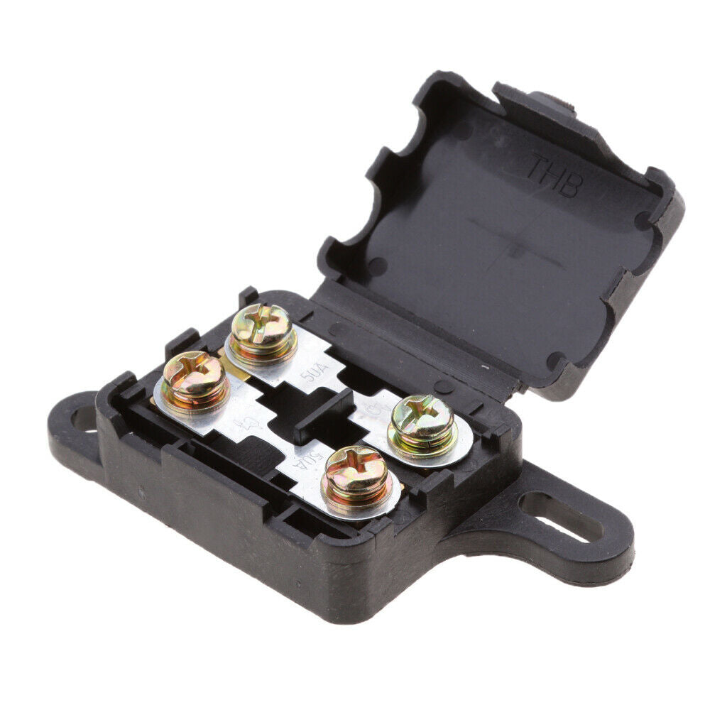 Automotive 2 Way ANG 50A Fuse Holder Bolt Fusebox Block Waterproof Case