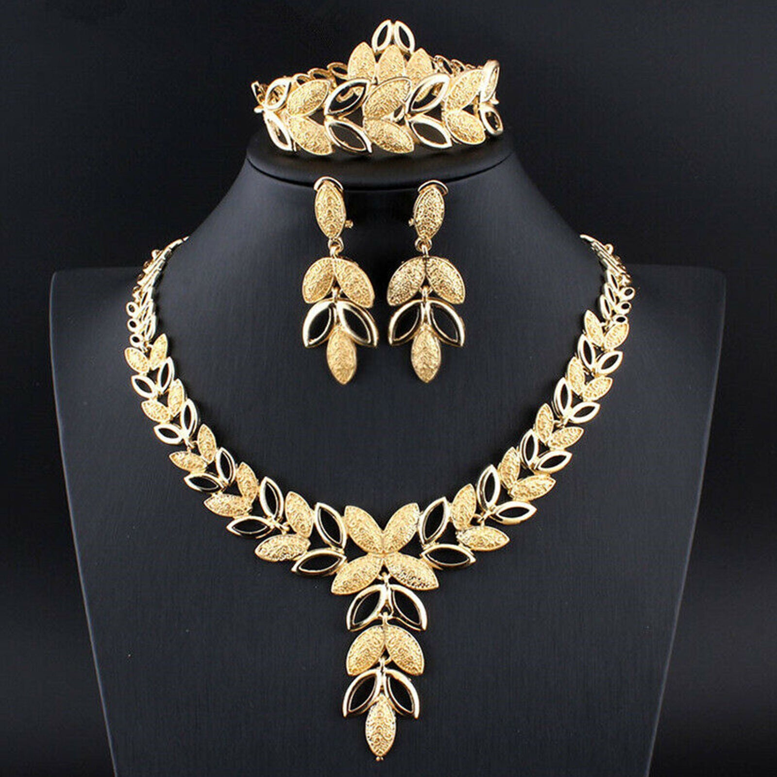 Bib Choker Chunky Statement Pendant Bridal Necklace Earrings Wedding Set Jewelry