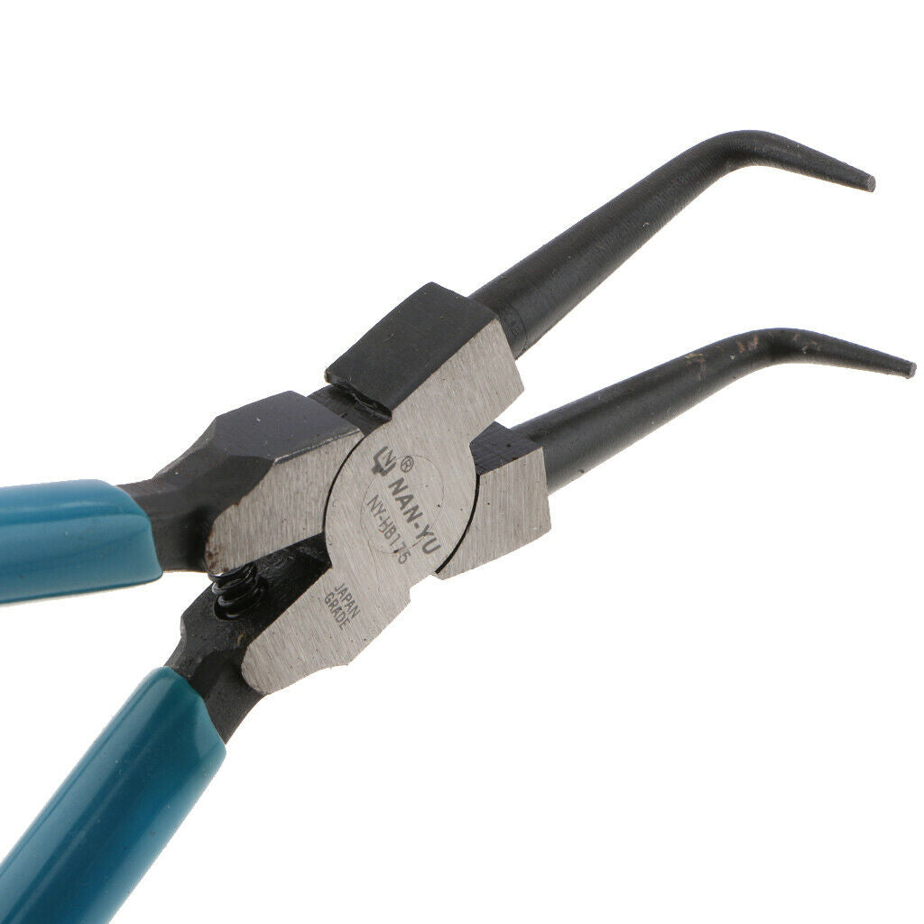 BLUE Bent External Circlip Pliers - 225x80mm/8.86x3.15inch, Heavy Duty