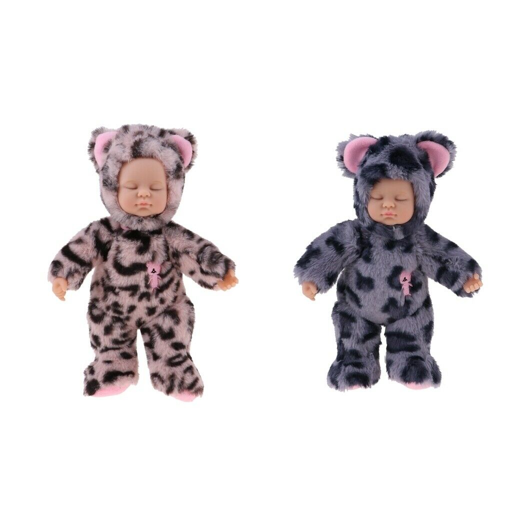 Leopard Printed Plush Stuffed Toys Sleeping Baby