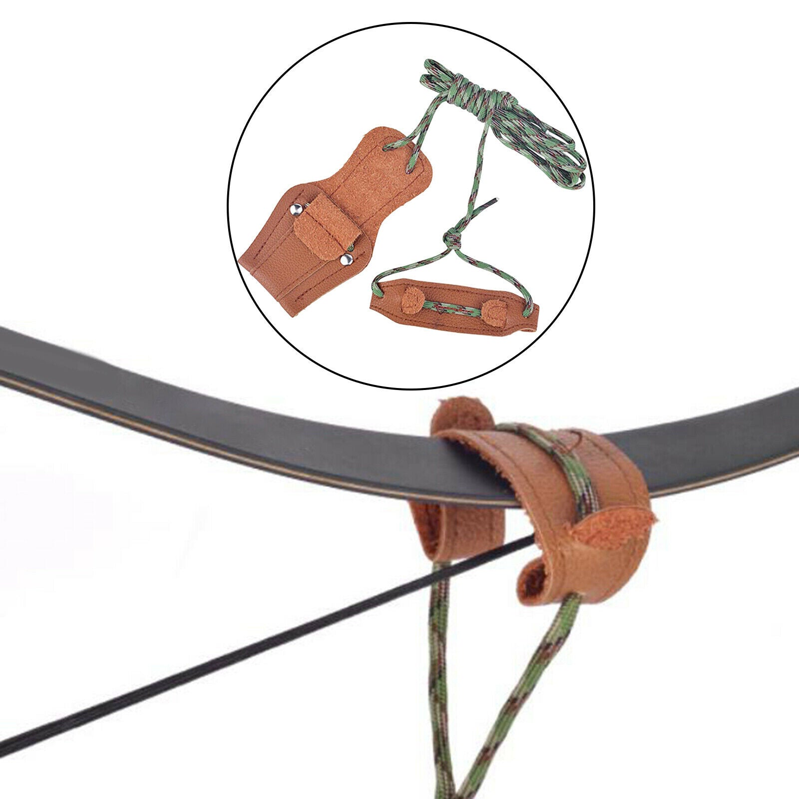 Traditional Leather Bow Stringer Recurve Long Bow Rope Hunting Shooting