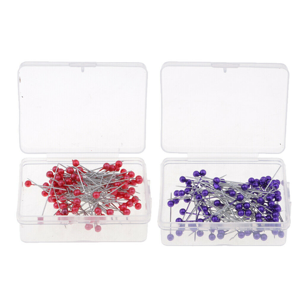 200pcs Multicolor Pearlized Head Pins for DIY Jewelry Components Red/Purple