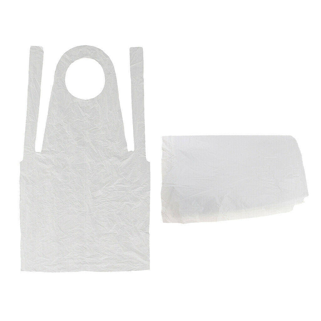 200pcs Clear Plastic Disposable Unisex Hair Cutting Cape Aprons Waterproof