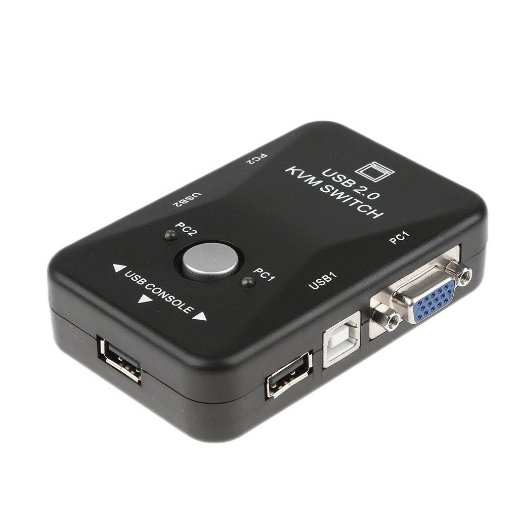 USB2.0 2-Port KVM Switcher Switch Box Mouse / Keyboard / VGA Video Monitor