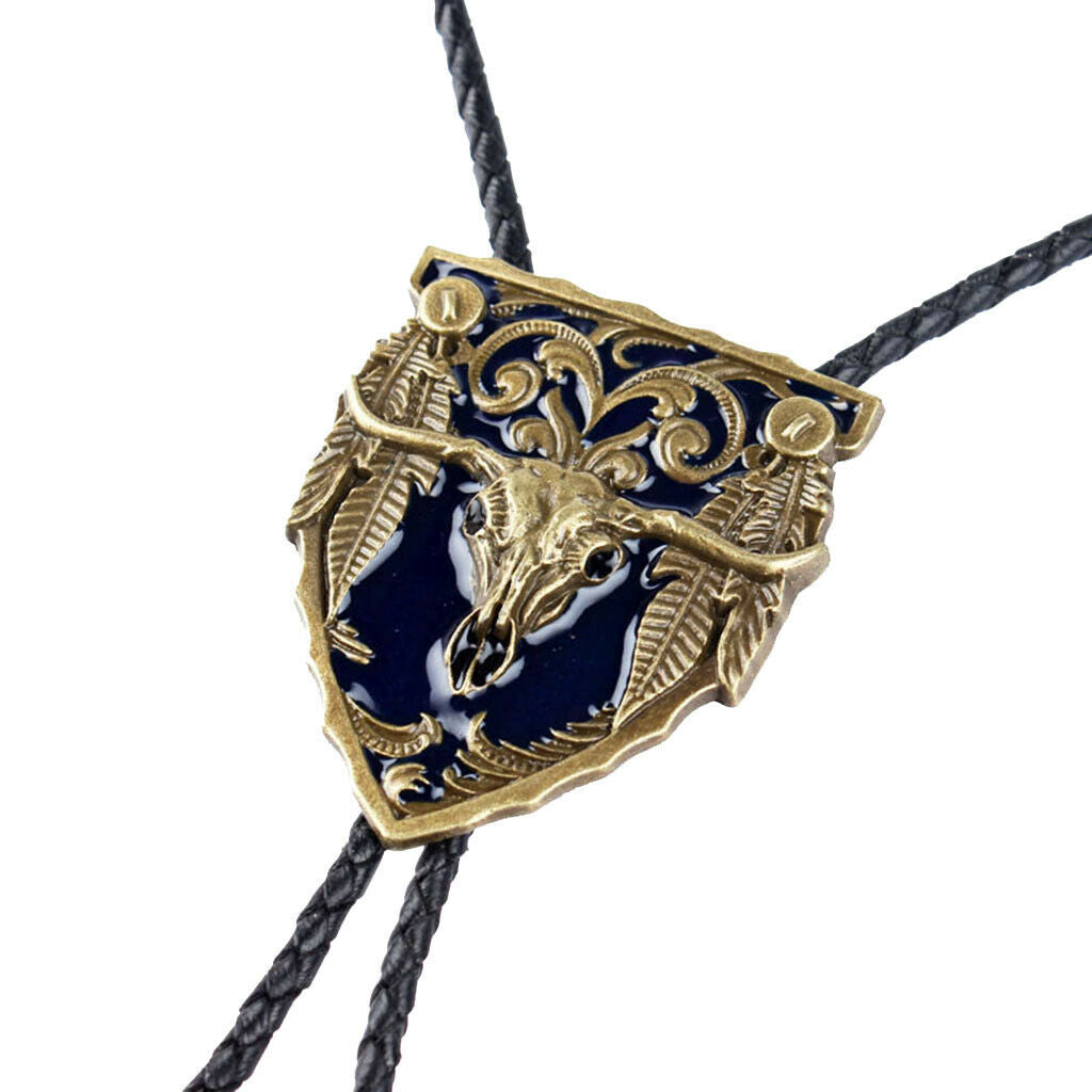 2 Pcs Male Bolo Tie Retro Style Bull Head Pendant Bolo Tie Jewelry Gift