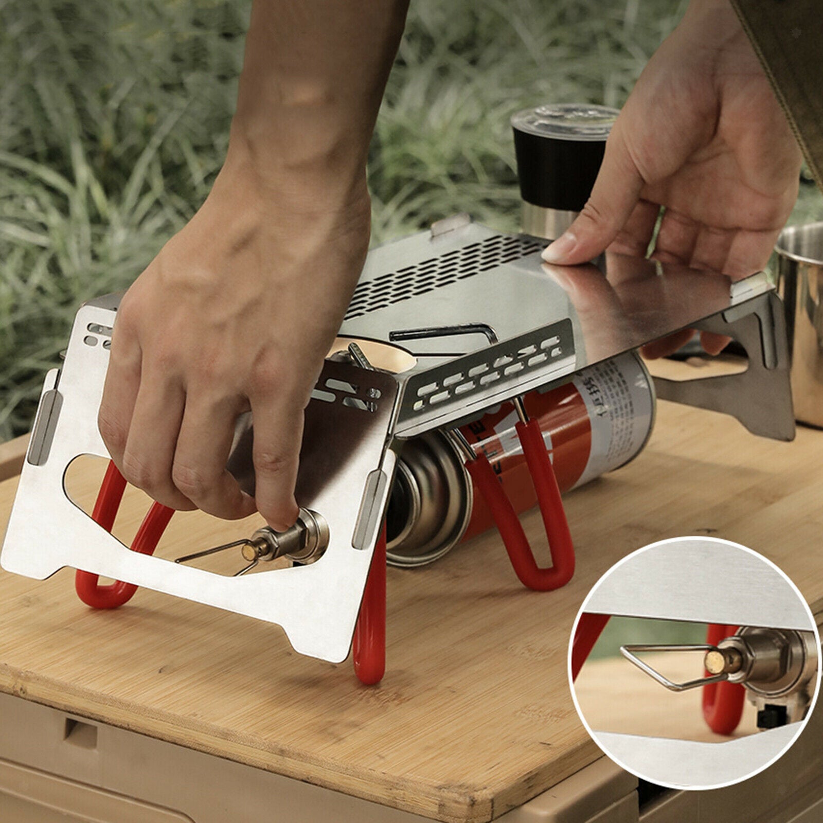 Outdoor Foldable Stove Table Camp Windproof Stand Cooking Station For Hiking