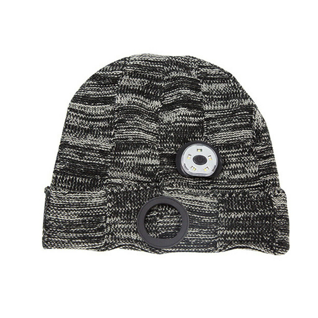 LED Light Beanie Hat Autumn Headlamp Knit Hats for Women Men Camping Running