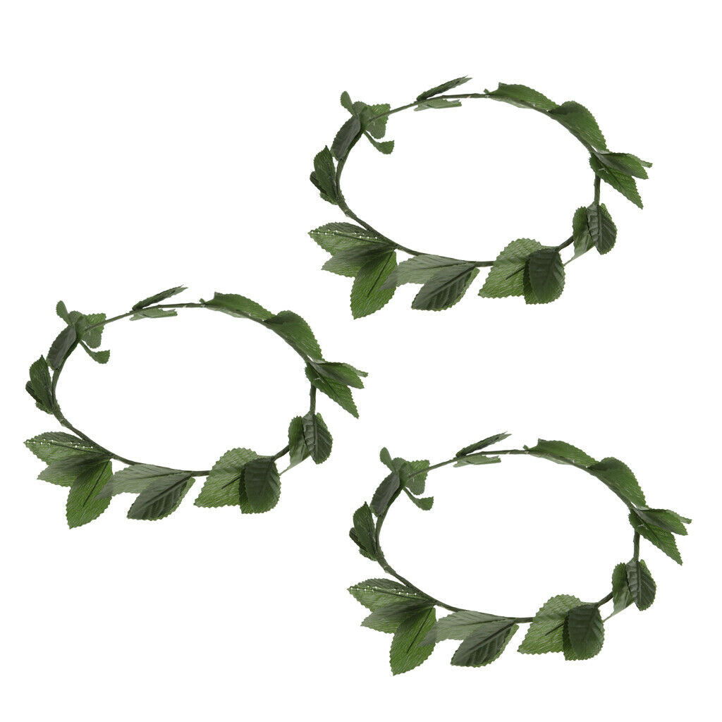 3x Fashion Green Laurel Wreath Headpiece Toga Fancy Dress Elf Accessories