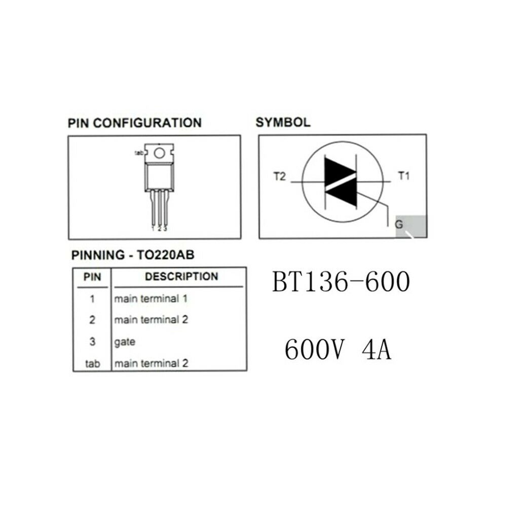 5x BT136-600 600V 4Amp High Switching Speed Silicon Transistor