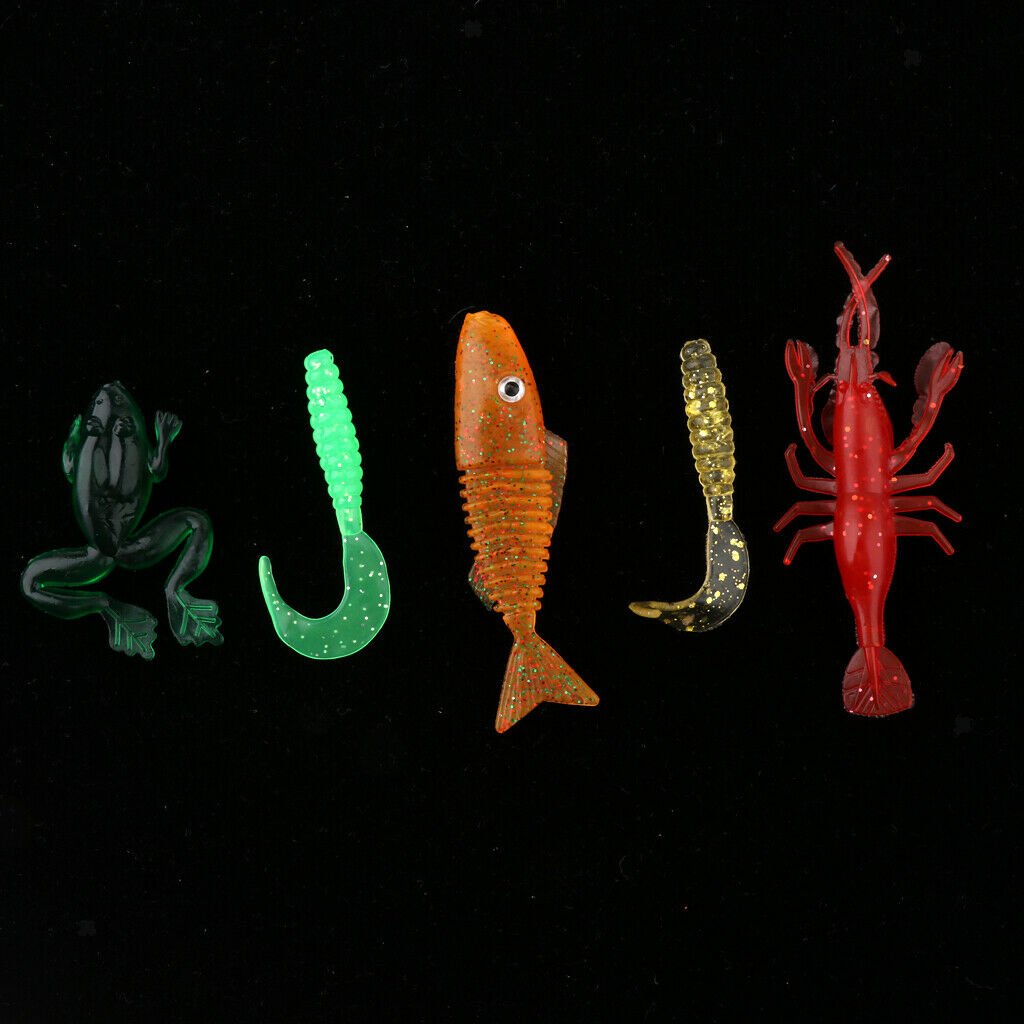 17pcs Soft Fishing Lures Set Worm Frog Fish Shrimp Artificial Bait
