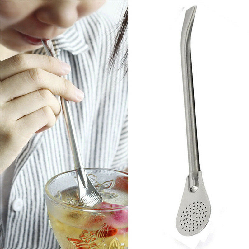 Pro Stainless Steel Filter Straw Spoon for Tea Drinking Yerba Mate Bombilla Tool