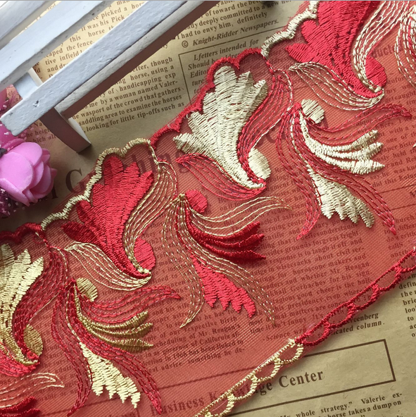 3 Yard Bilateral Embroidery Lace Trim Wedding dress Sewing decoration Accessorie