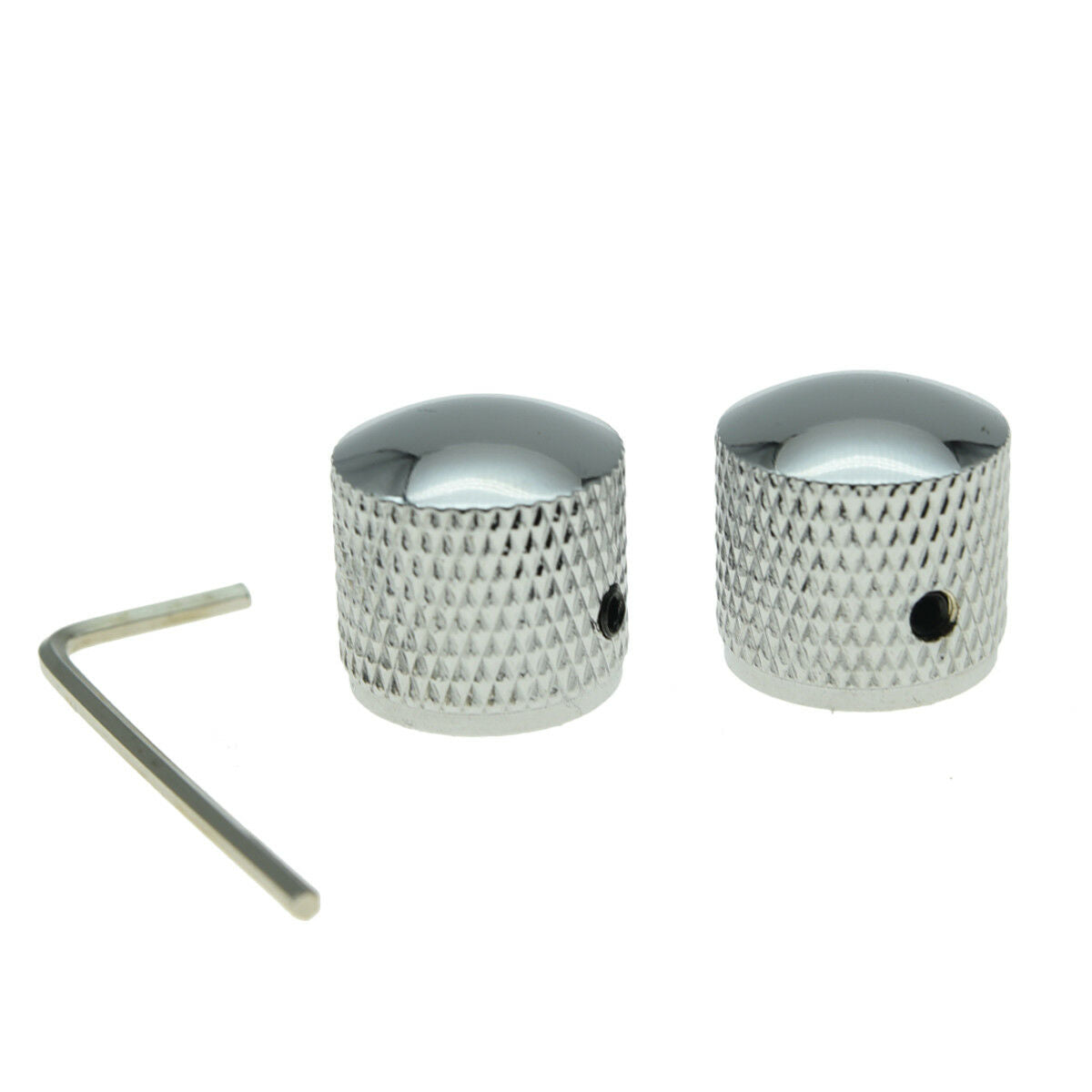 2x Chrome 20mm Bass Guitar Knobs Dome Knobs for Precision P Bass with Set Screw