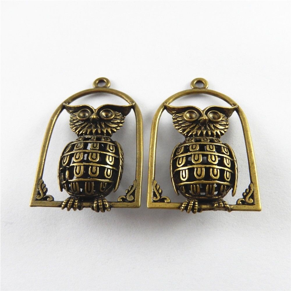 5 pcs Antiqued Bronze Zinc Alloy Cute Owl Charms Necklace Pendant Findings 31243