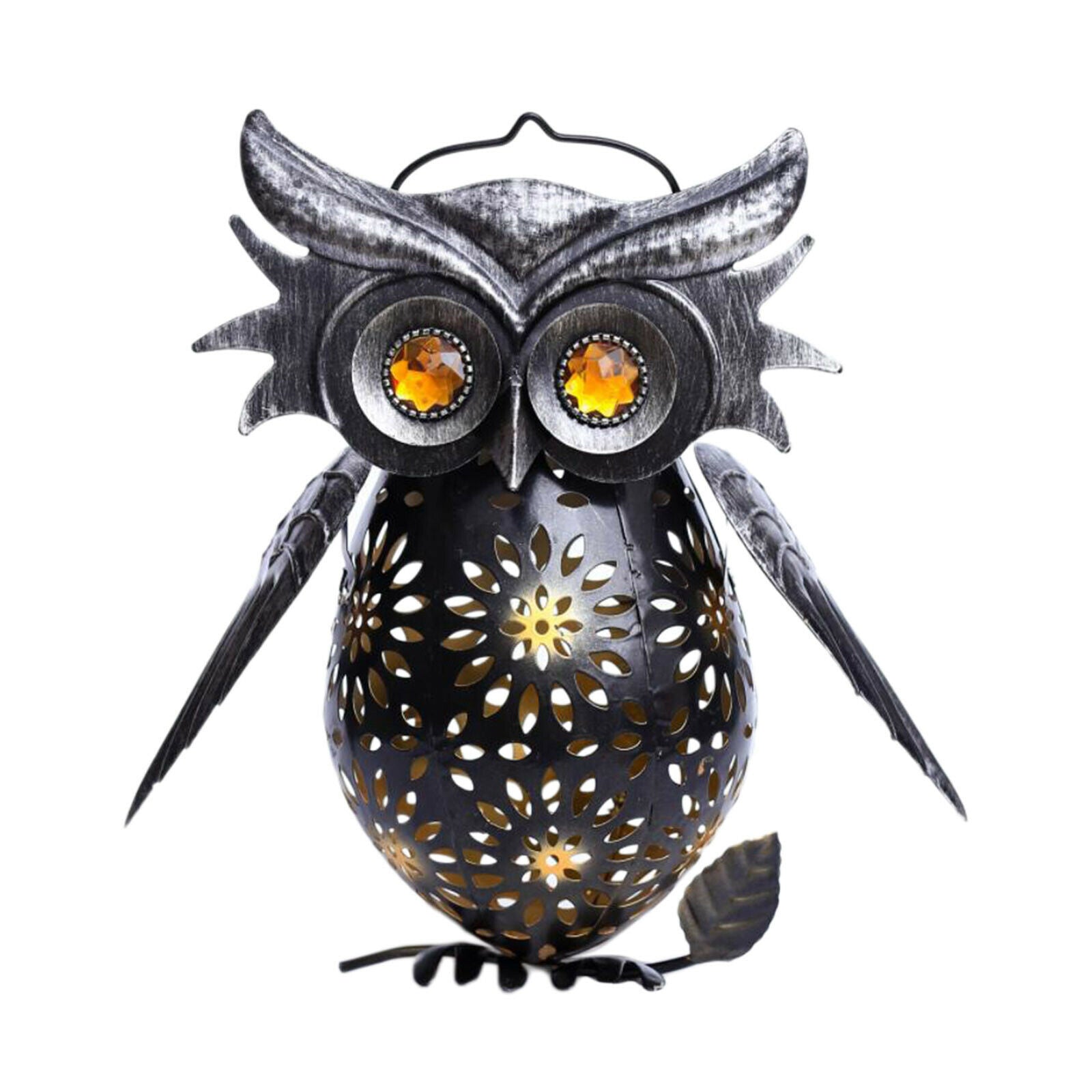 Solar Owl Lantern Light Decor Garden Walkway Yard Lawn Patio Warm White