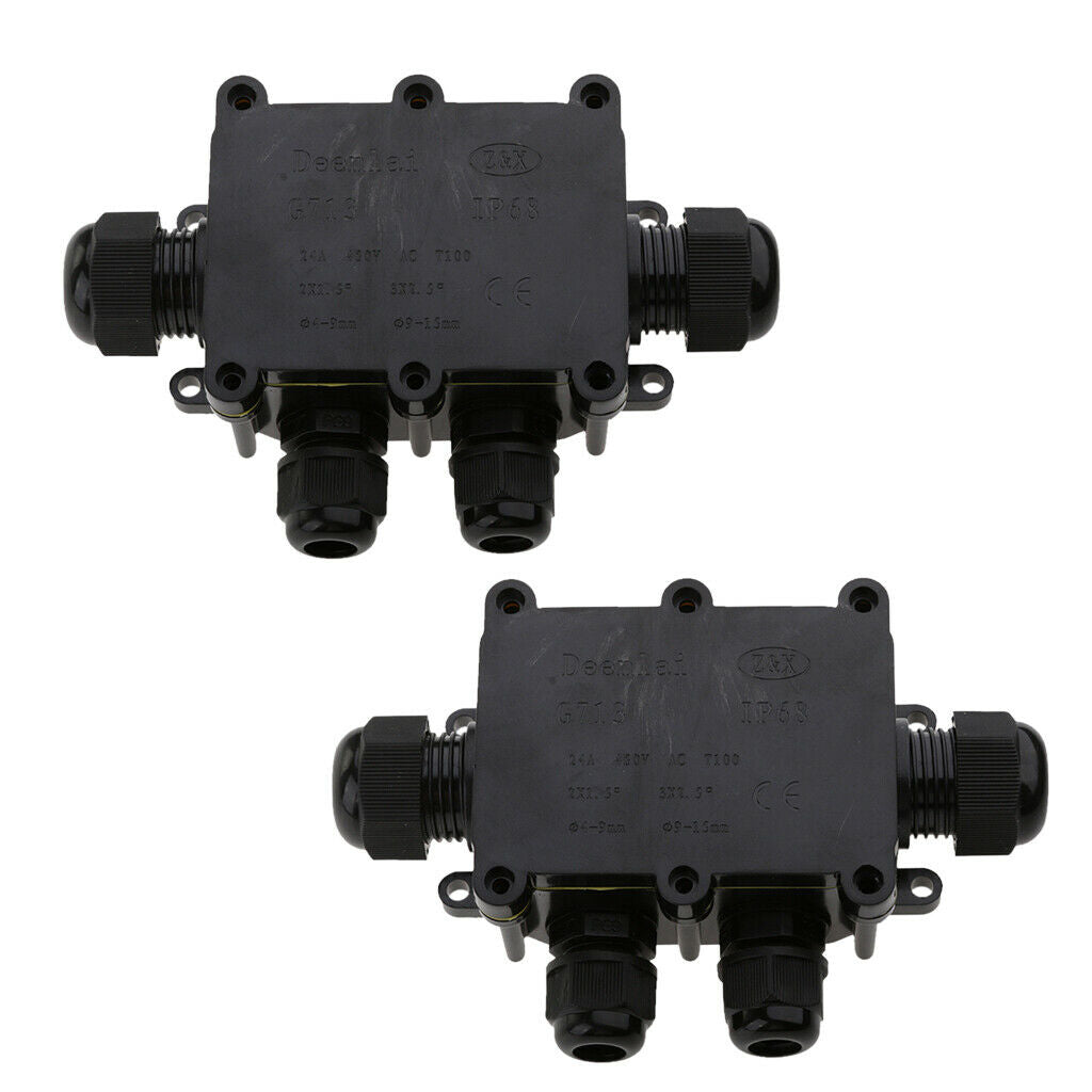 2x 4Way Electrical Junction Box Terminal Connection Waterproof Protection