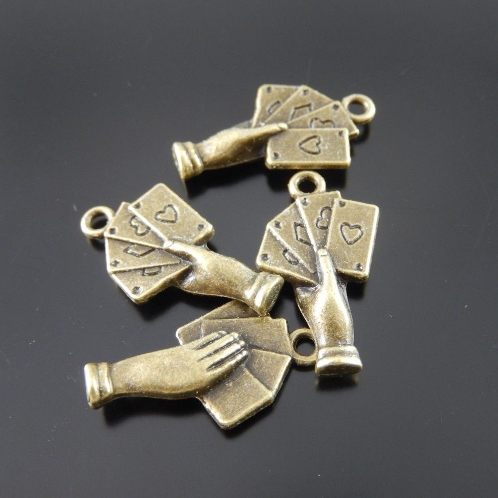 35 pcs Antiqued Bronze Playing Card Alloy Charm Pendant Poker Crafts 22*15*4mm