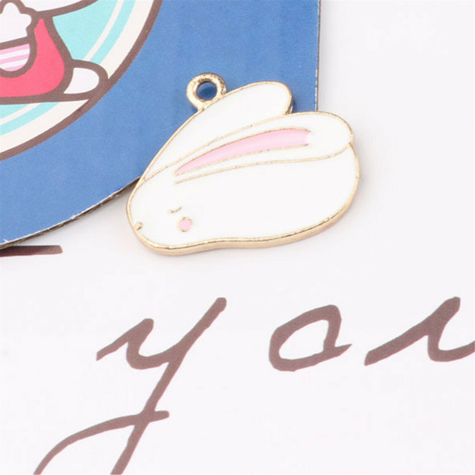Mixed 4 Styles Enamel Cartoon Pet Rabbit Pendant Charms DIY Findings Crafts 8PCS