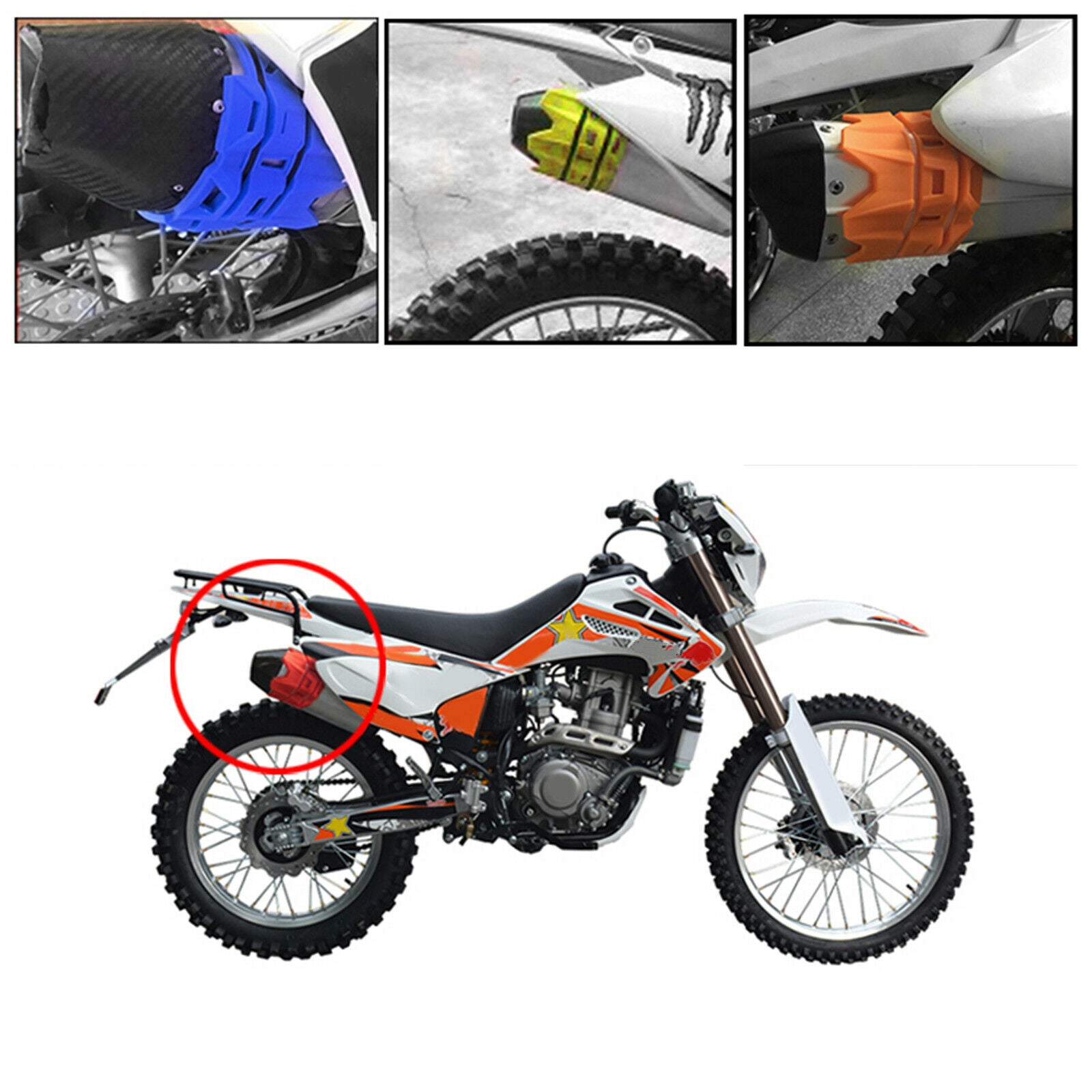 Motorcycle Exhaust Muffler Silencer Protector Motorcross Motorbike Black
