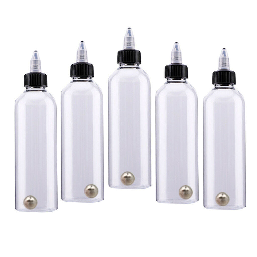 5Pcs KD001 Clear Tattoo Airbrush Ink Empty Bottles Plastic Body Tattoo