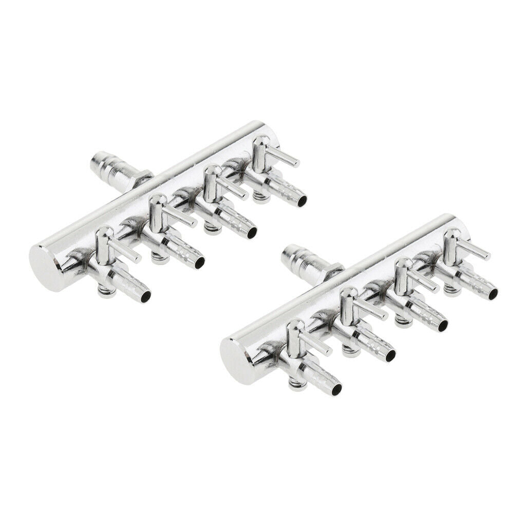 2pcs Stainless Steel Aquarium Fish Tank Air Flow Lever Control Valve 4 Way