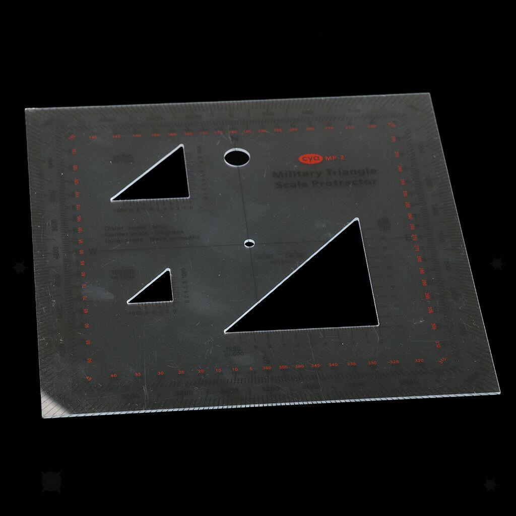 Acrylic Military Triangle Scale Coordinate Protractor Topographic Map Reading