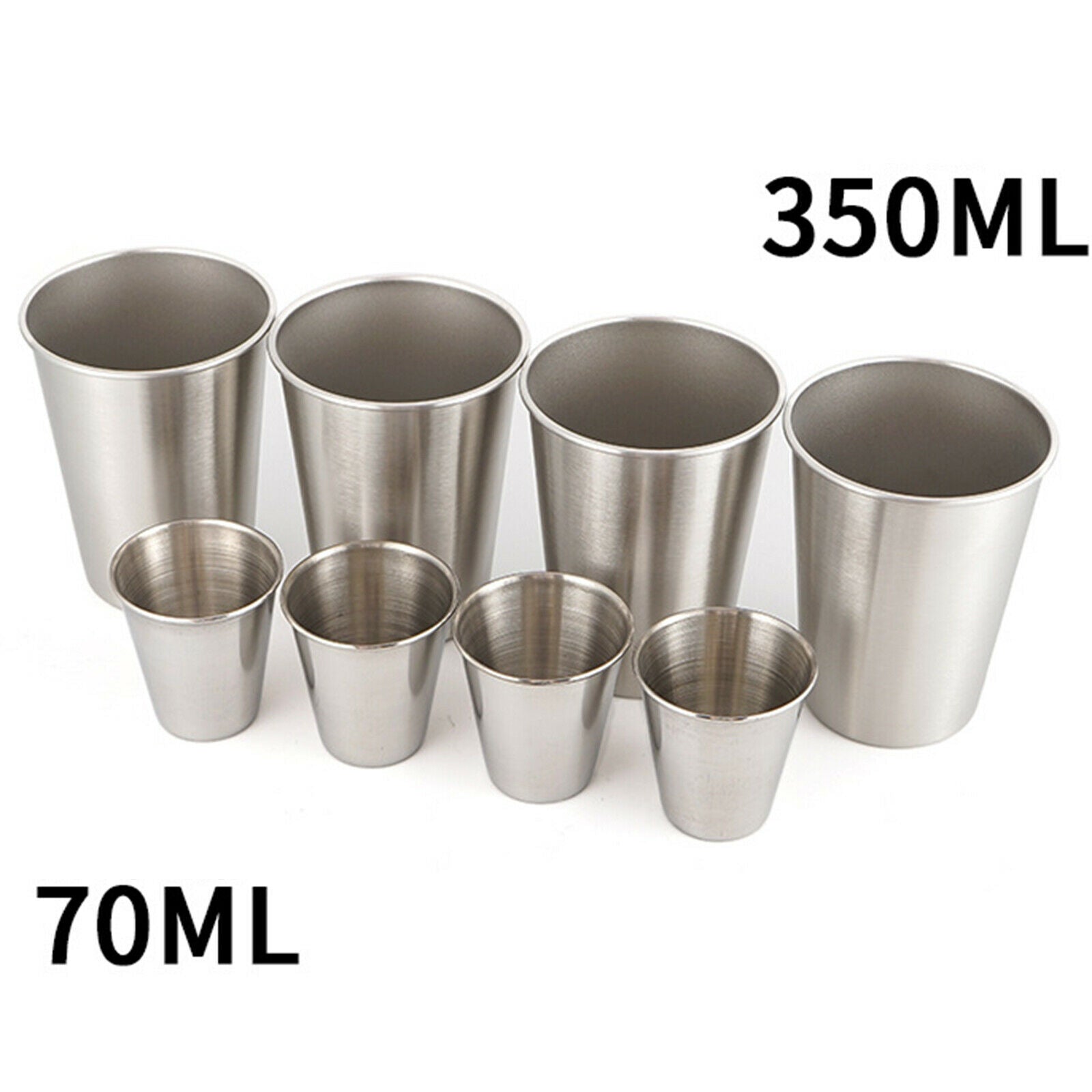 8x Stackable Stainless Steel Cup Milk Coffee Drinking Cups Travel Tumblers