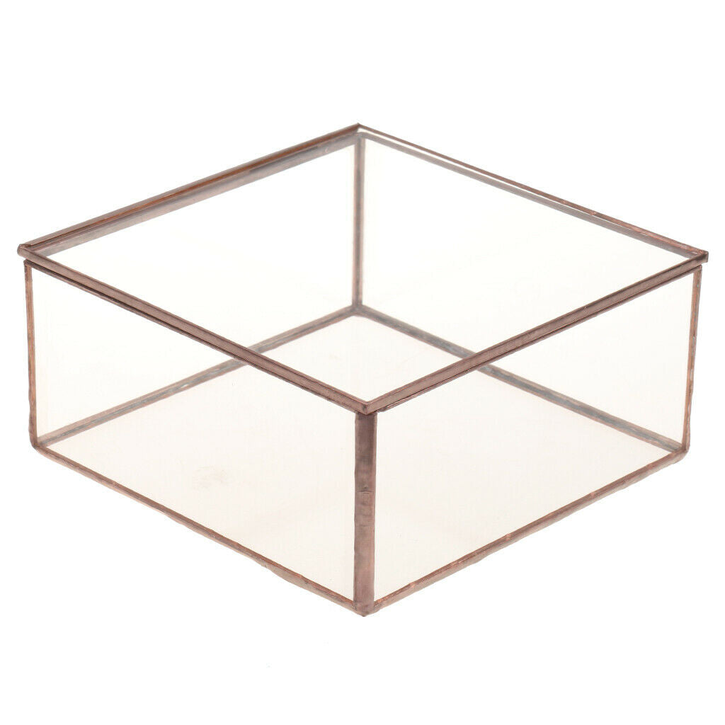 Geometric Glass Jewelry Box Tabletop Terrarium Plant Succulent Planter Box L