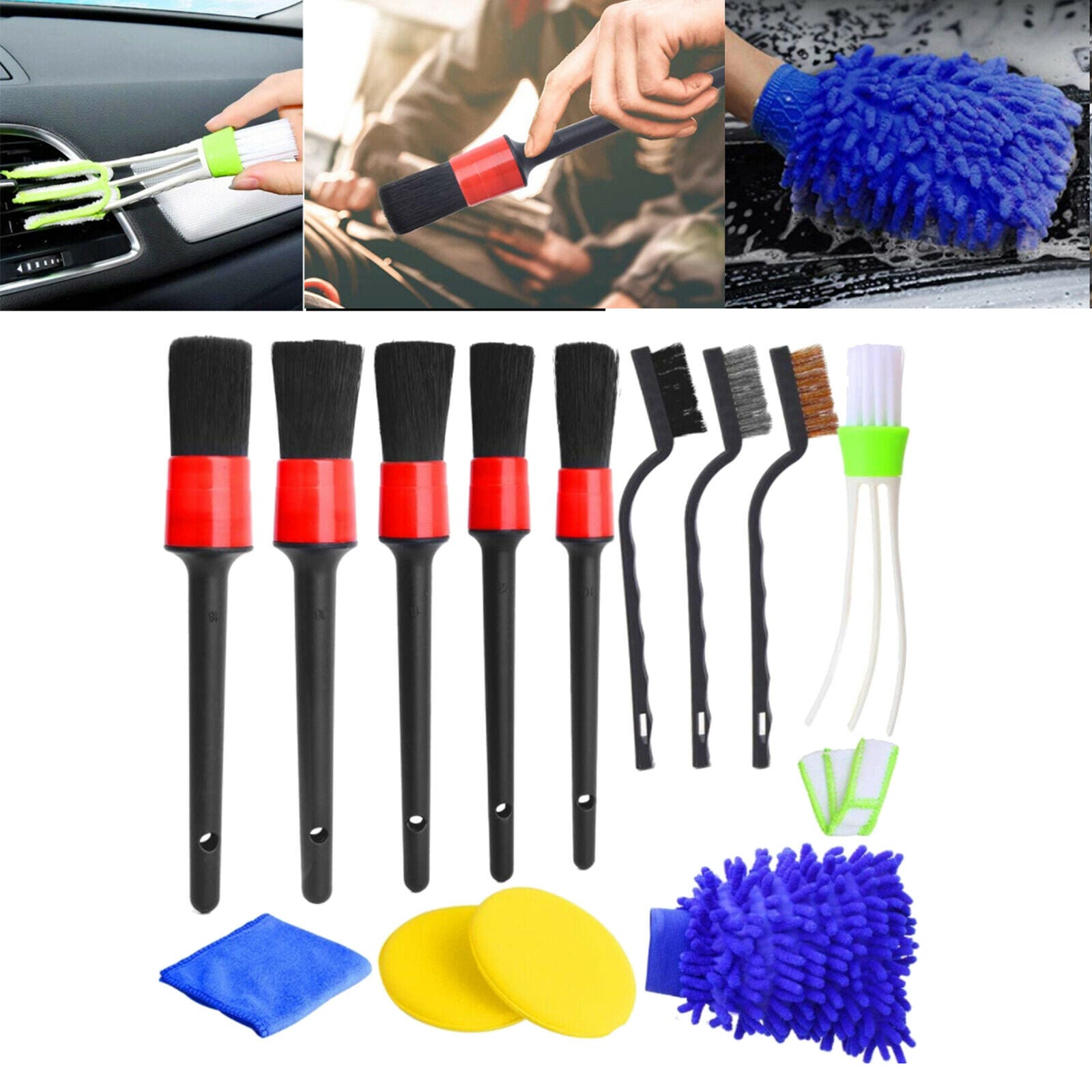 13x Car Detailing Brush Set Dashboard Air Outlet Clean Brush Tools