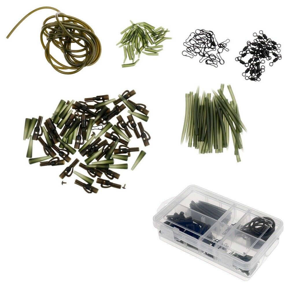 151x Carp Fishing Accessory Tackle Anti  Sleeves Safety Tail Clips Set