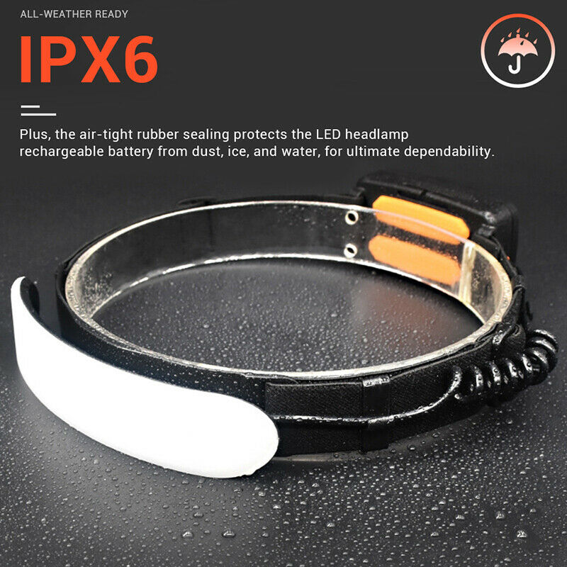 LED Headlamp USB Rechargeable Flashlight Outdoor Portable Work Fishing Headlight