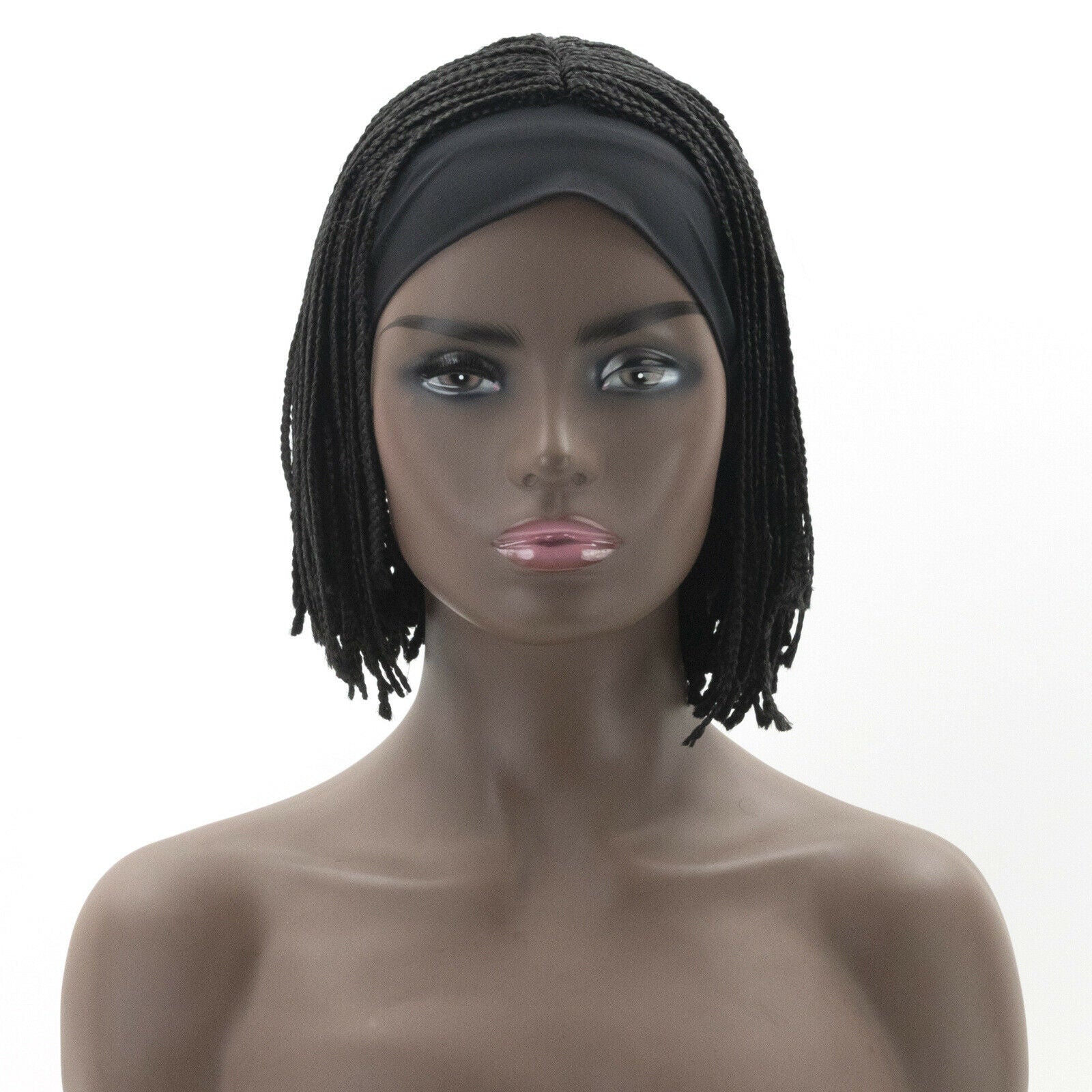 10" Thin Box Braids Headband Wrap Wigs for Black Women Synthetic Bob Hair Wigs