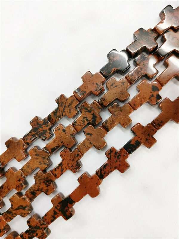1 Strand 16x12x5mm Natural Mahogany Obsidian Cross Spacer Loose Beads 15.5" HH68