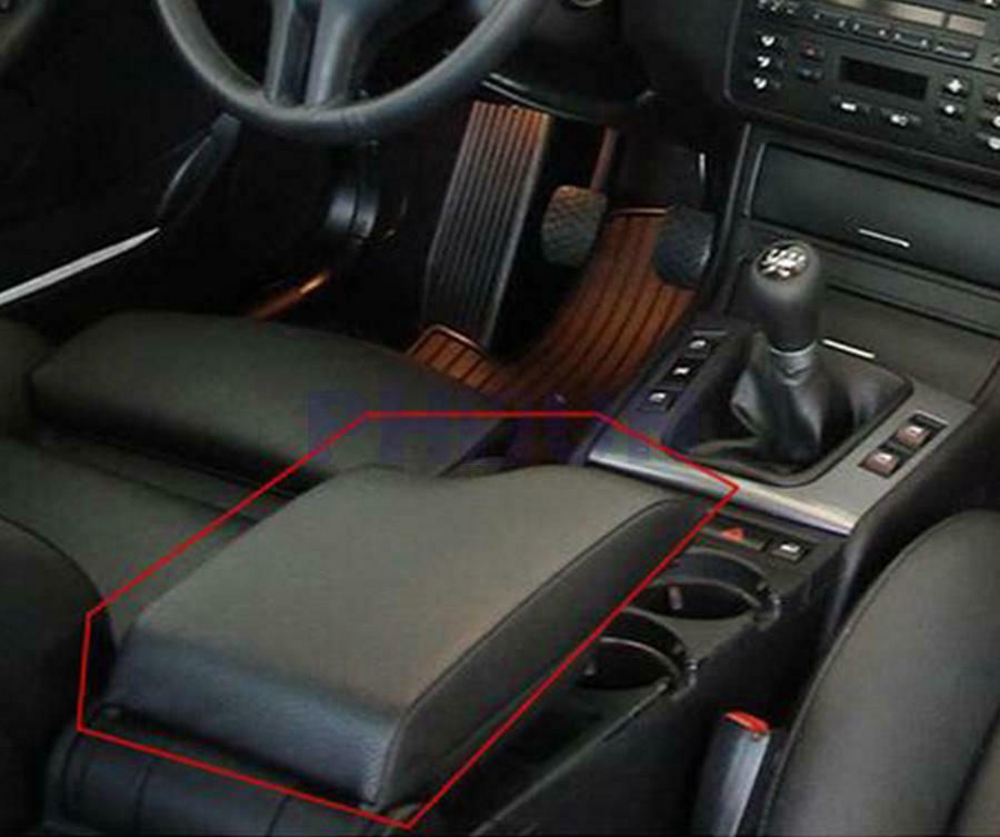 Black PU Leather Armrest Center Console Pad For BMW E46 3 Series 1999-2006