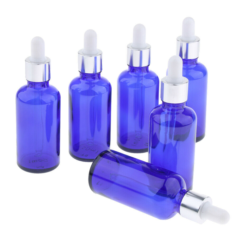 24 Pack Empty Refillable Glass Makeup Dropper Bottles Vials Container Blue
