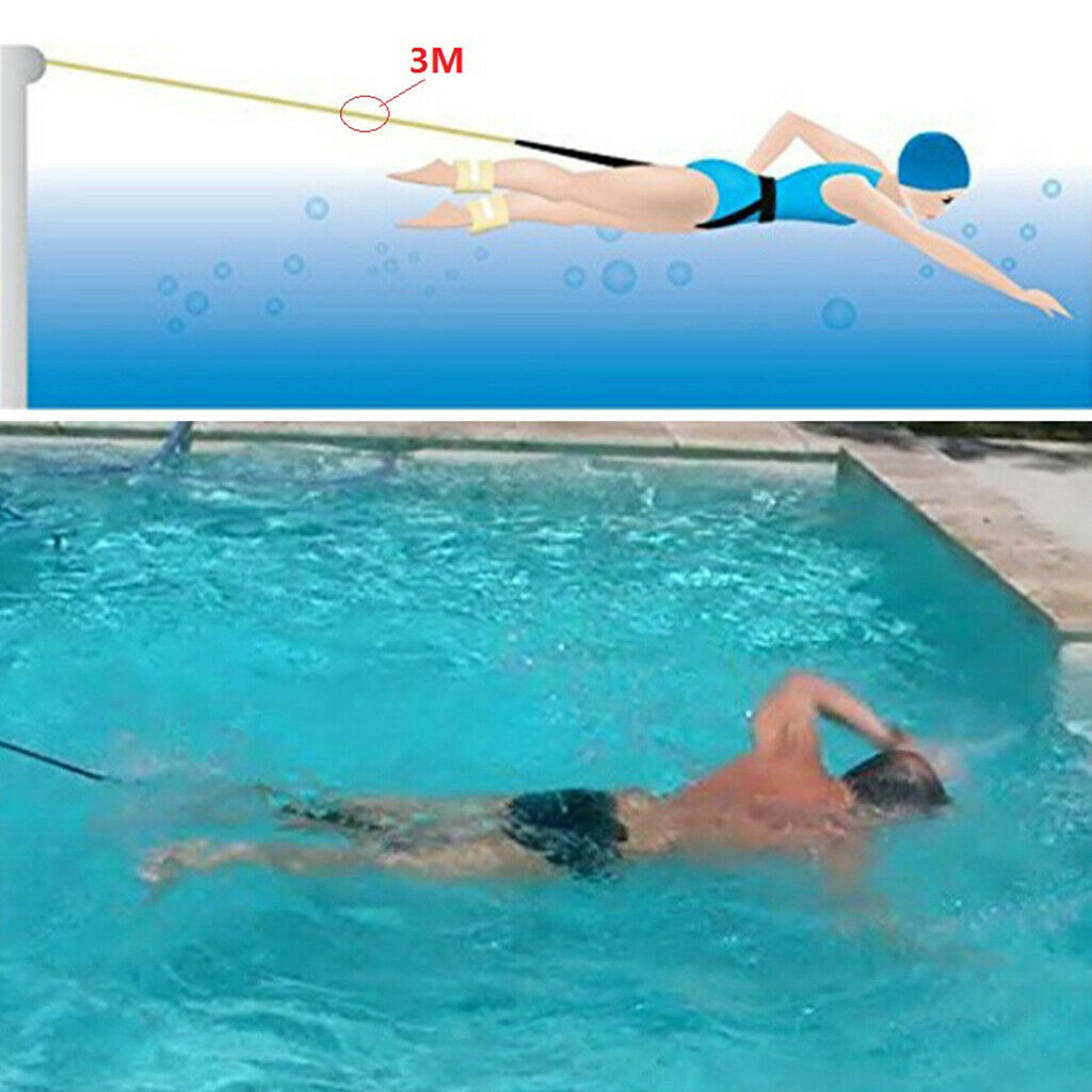 3Sets 3.0M Swim Training Belt Stationary Cords Swim Training Tool Harness