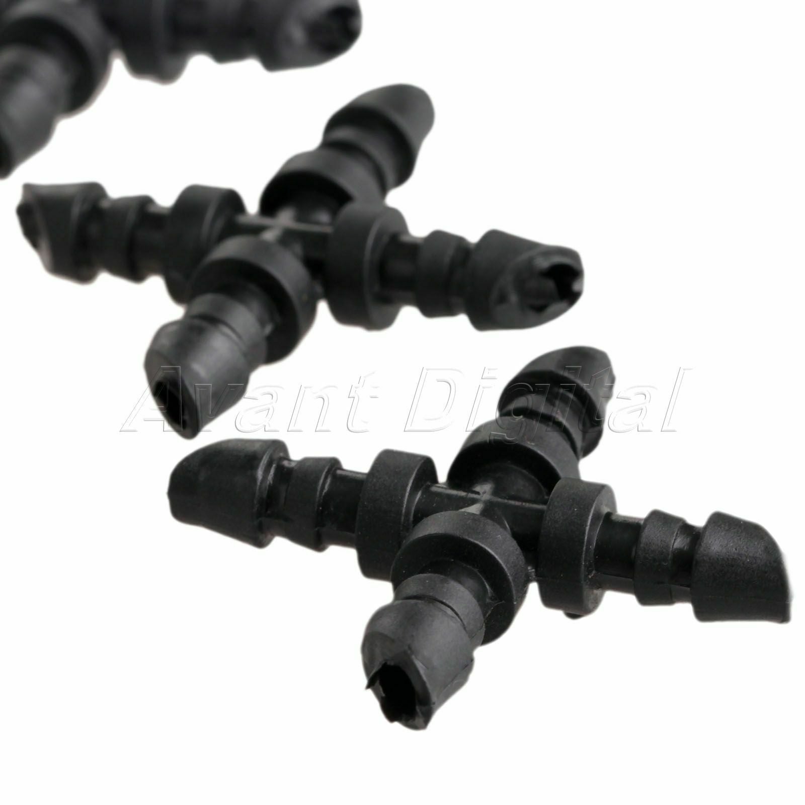 Black Cross Straight Barbed Connector For 4/7 mm Hose Garden Irrigation 50pcs